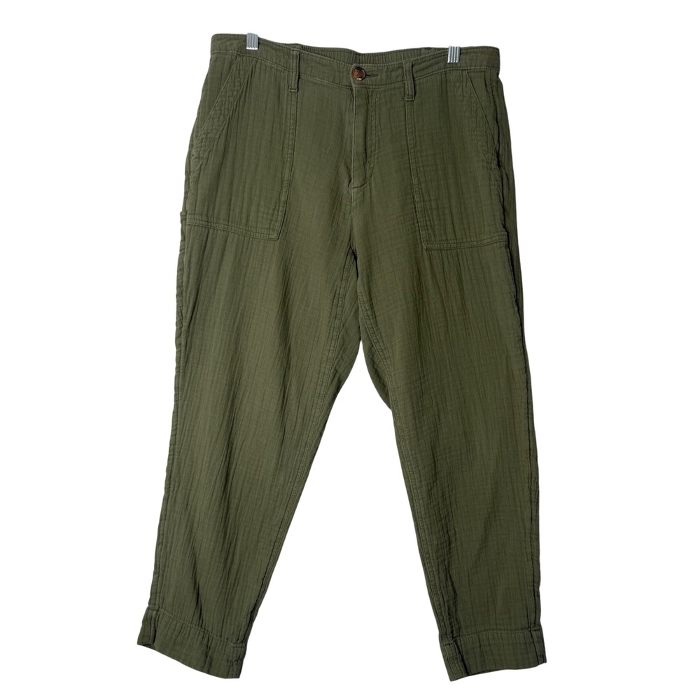 Old Navy‎ Gauze Slouchy Tapered Pants Womens 10 Green Carpenter Beach Lagenlook